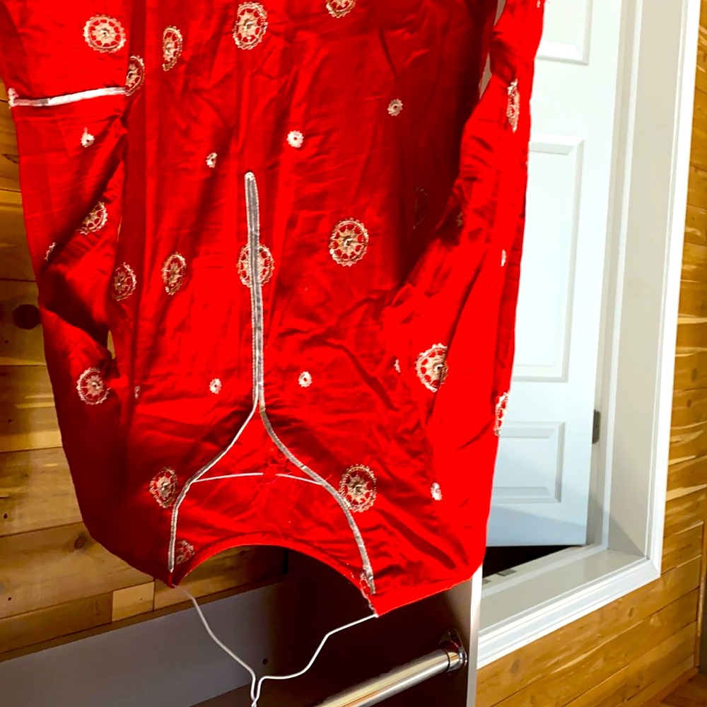 Embroidered red Pakistani shirt